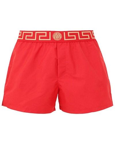 Versace Swimsuit With Greek Border - Red