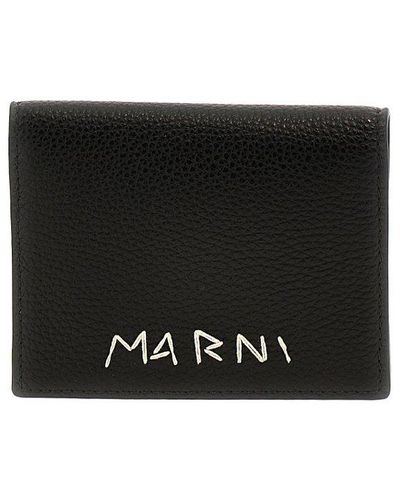 Marni Logo-embroidered Bi-fold Card Holder in Black for Men | Lyst