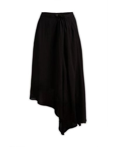 Ann Demeulemeester High-waist Asymmetric Midi Skirt - Black