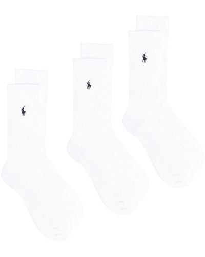 Polo Ralph Lauren Three-pack Polo Pony Ankle Socks - White