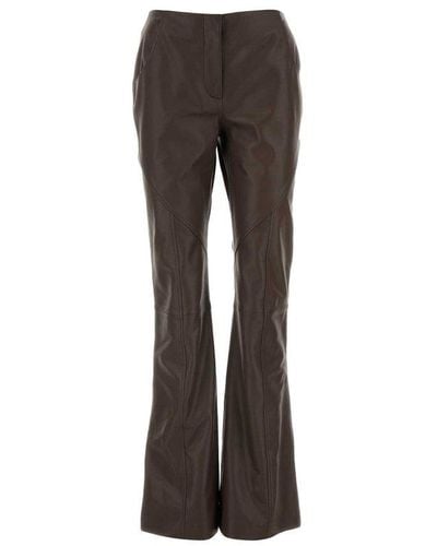 Alberta Ferretti Low-rise Flared Leather Trousers - Black