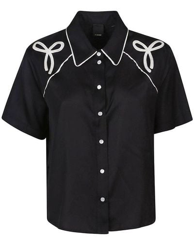 Pinko Bow Pattern Short-sleeved Shirt - Black