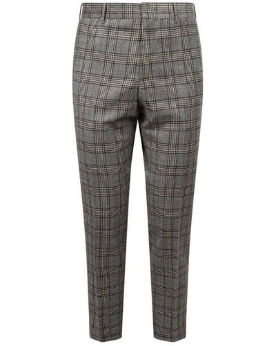 PT01 Checked Slim Fit Trousers - Grey