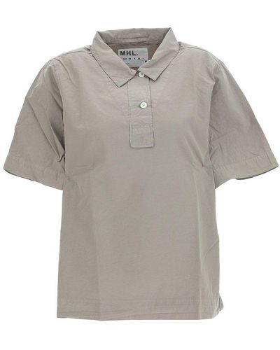 Margaret Howell Buttoned Short-sleeved Polo Top - Grey