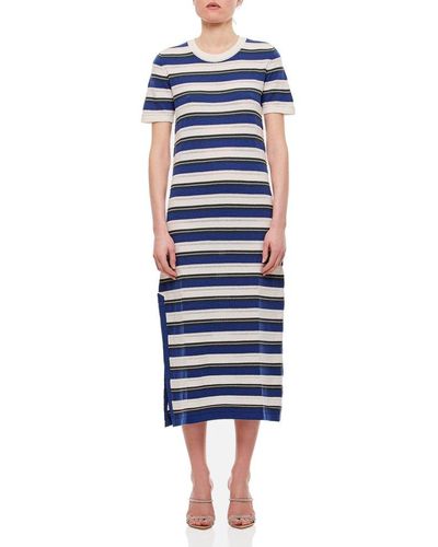 Barrie Striped Short-sleeve Dress - Blue