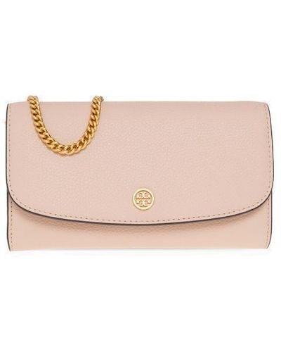 Tory Burch ‘Robinson’ Wallet With Strap - Pink