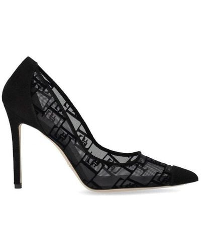 Elisabetta Franchi Logo Detailed Pointed Toe Court Shoes - Black