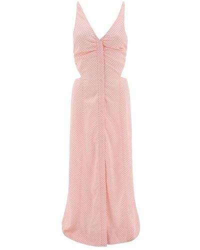 Ganni Cut-out Halterneck Sleeveless Dress - Pink