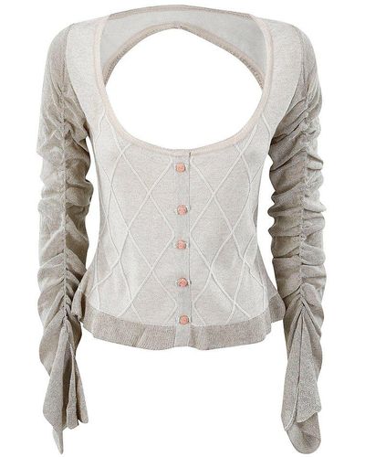 Cormio Elena Cut-out Detailed Ruched Cardigan - White