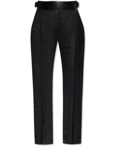 Ferragamo Straight-leg Belted Tailored Trousers - Black