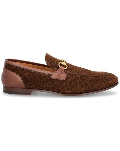 Gucci Horsebit Monogram Slip-on Loafers - Brown