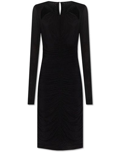 Isabel Marant Logane Ruched Detailed Midi Dress - Black