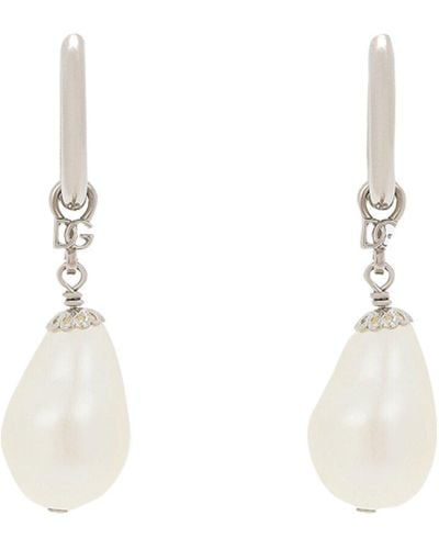 Dolce & Gabbana Teardrop Creole Single Earring - White
