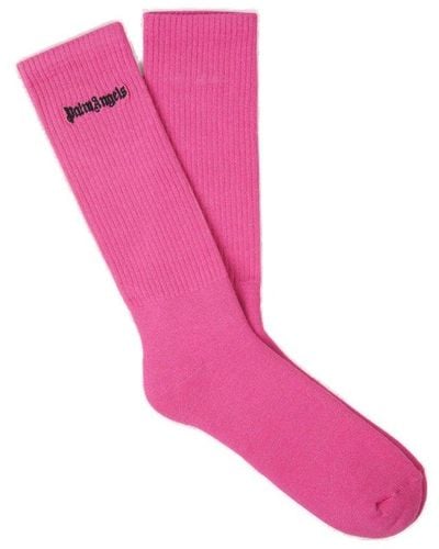 Palm Angels Logo Intarsia Socks - Pink