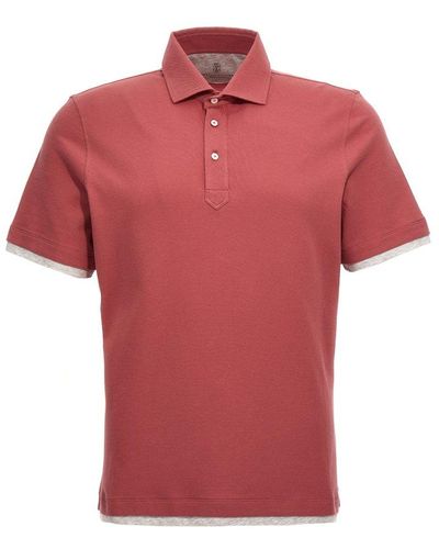 Brunello Cucinelli Short-sleeved Buttoned Polo Shirt - Red