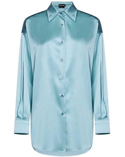 Tom Ford Button-up Long-sleeved Shirt - Blue