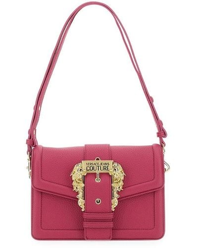 Versace Jeans Couture Baroque-buckle Foldover Top Satchel Bag - Red