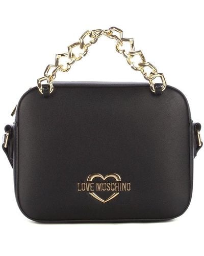 Love Moschino Logo Plaque Chained Crossbody Bag - Black