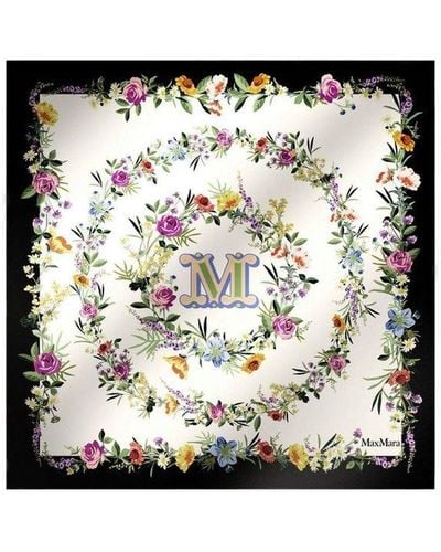 Max Mara Floral Print Square Scarf - Black