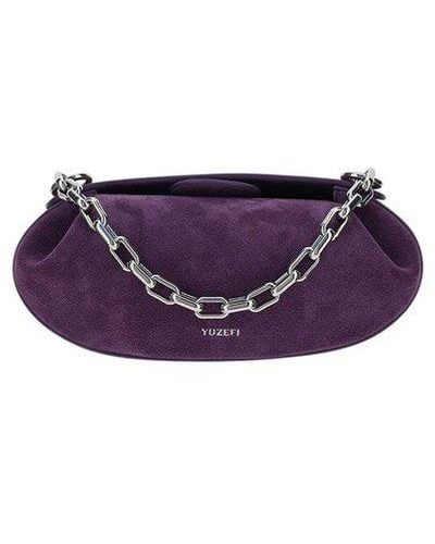 Yuzefi Dinner Roll Chain Link Shoulder Bag - Purple