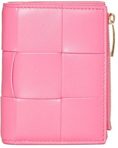 Bottega Veneta Intrecciato Leather Bifold Wallet - Pink