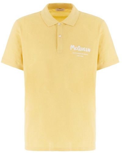 Alexander McQueen Embroidered Graffiti Logo Polo Shirt - Yellow