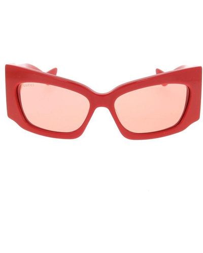 Gucci Geometric Frame Sunglasses - Red