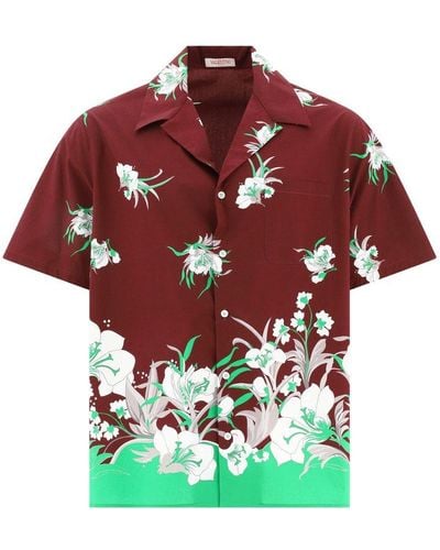 Valentino Floral-printed Straight Hem Shirt - Multicolour