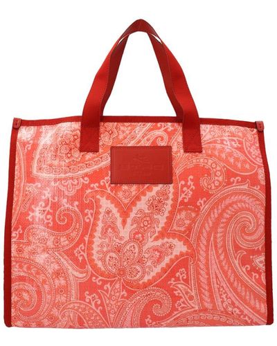 Etro Paisley-printed Top Handle Bag - Red