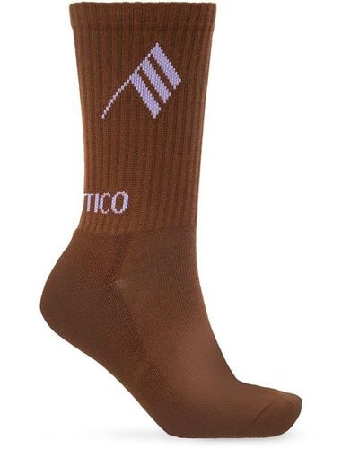 The Attico Socks With Logo, - Brown