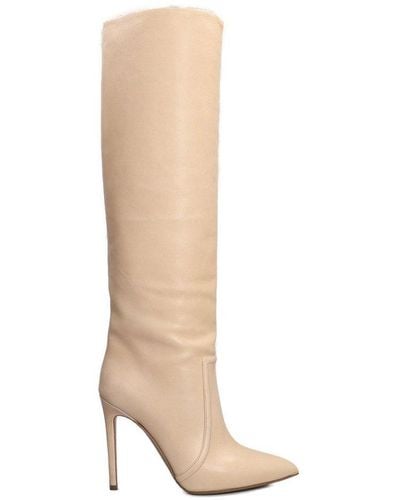 Paris Texas Stiletto Pointed Toe Boots - Natural