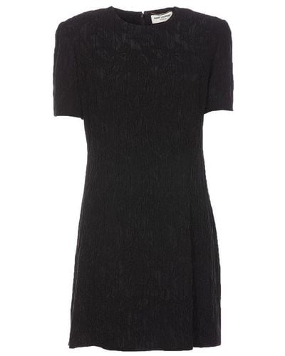 Saint Laurent Crewneck Short-sleeved Dress - Black