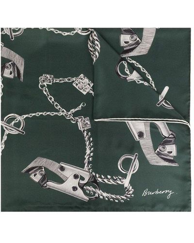 Burberry Knight-printed Square Scarf - Green