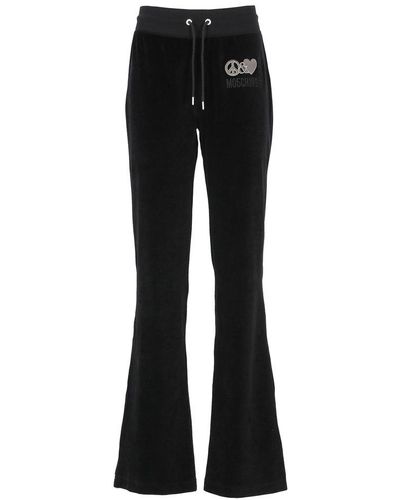 MOSCHINO JEANS logo-print Velour Track Pants - Farfetch