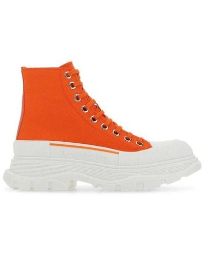 Alexander McQueen Coral Fabric Tread Slick Sneakers Alexa - Orange