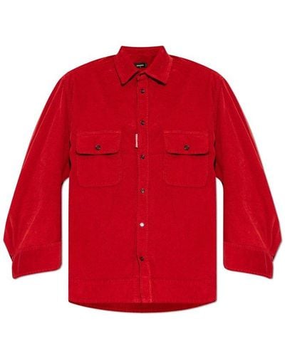 DSquared² Long-sleeved Corduroy Shirt - Red
