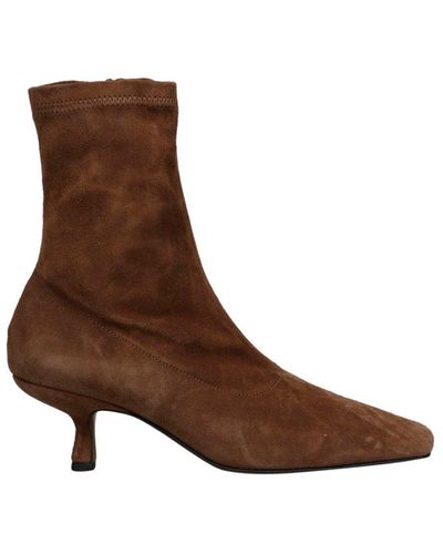 BY FAR Audrey Stretch Ankle Boots - Brown