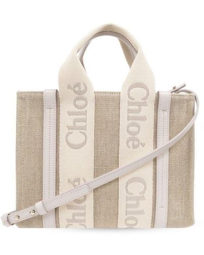 Chloé Woody Small Tote Bag - Natural