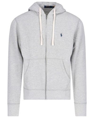Polo Ralph Lauren Logo Embroidered Zipped Hoodie - Multicolour