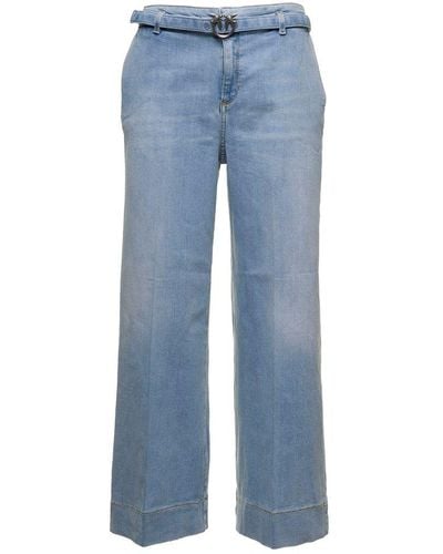 Pinko Woman's Peggy Denim Jeans With Belt - Blue
