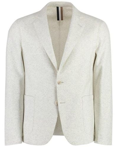 BOSS Wool Blend Single-breast Jacket - White
