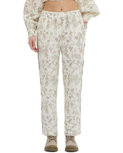 Erika Cavallini Semi Couture Floral Printed Elastic Waist Pants - Gray