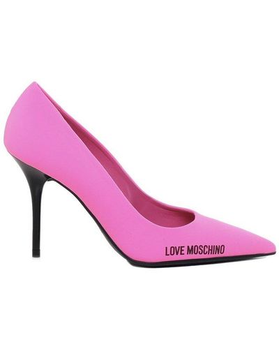 Love Moschino Logo Pumps In Lycra - Pink