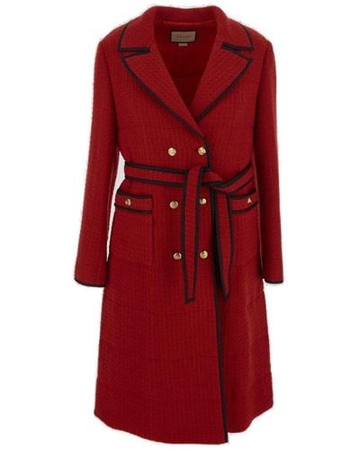 Gucci Wool Doulbe-breasted Coat - Red