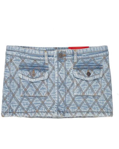 DIESEL De-ron Contrast Stitched Denim Mini Skirt - Blue