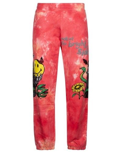 Market Smiley Look At The Bright Side Tie-dyed Track Trousers - Red