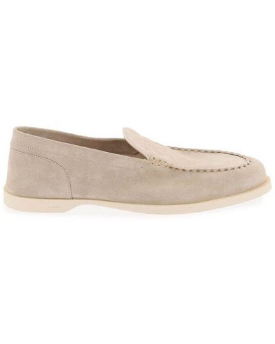 John Lobb Almond Toe Slip-on Loafers - Natural