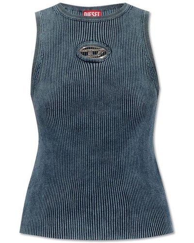 DIESEL Oval D Rib-knitted Tank Top - Blue