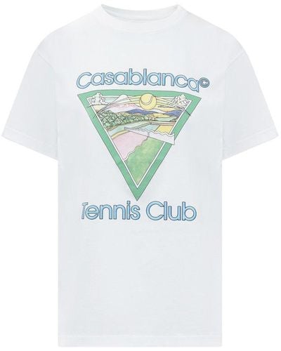 Casablanca Logo Print Crewneck T-shirt - Blue
