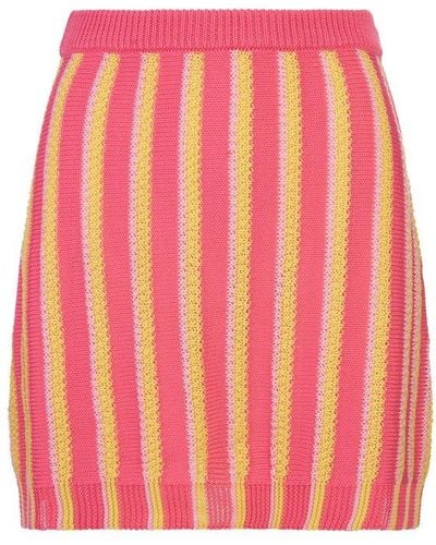 Marni And Striped Knitted Mini Skirt - Pink
